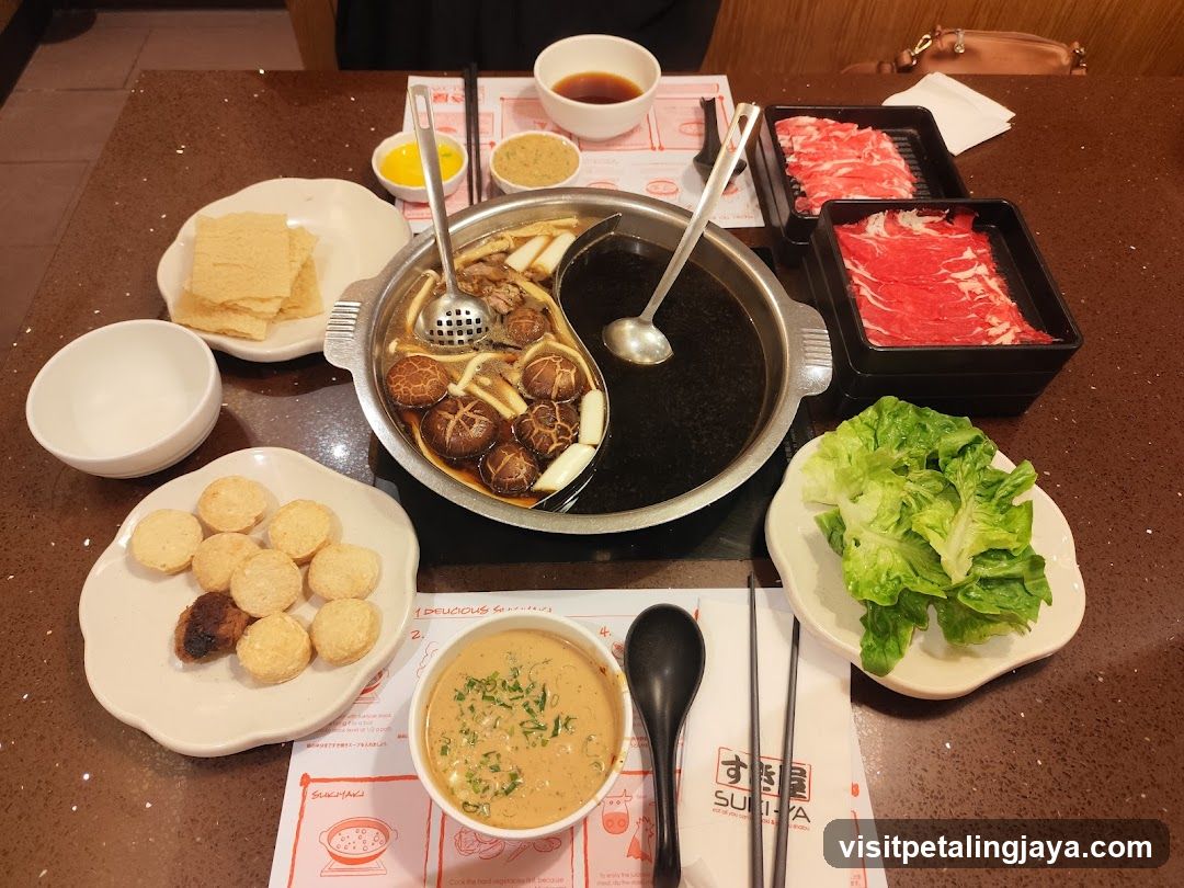 Yin-Yang Hot Pot Meal Spread