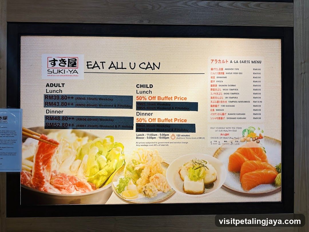 Suki-Ya Buffet Menu