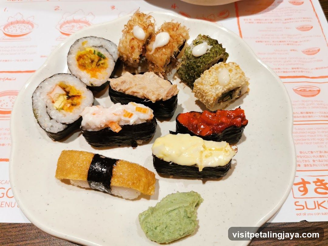 Sushi Platter with Wasabi and Soy Sauce