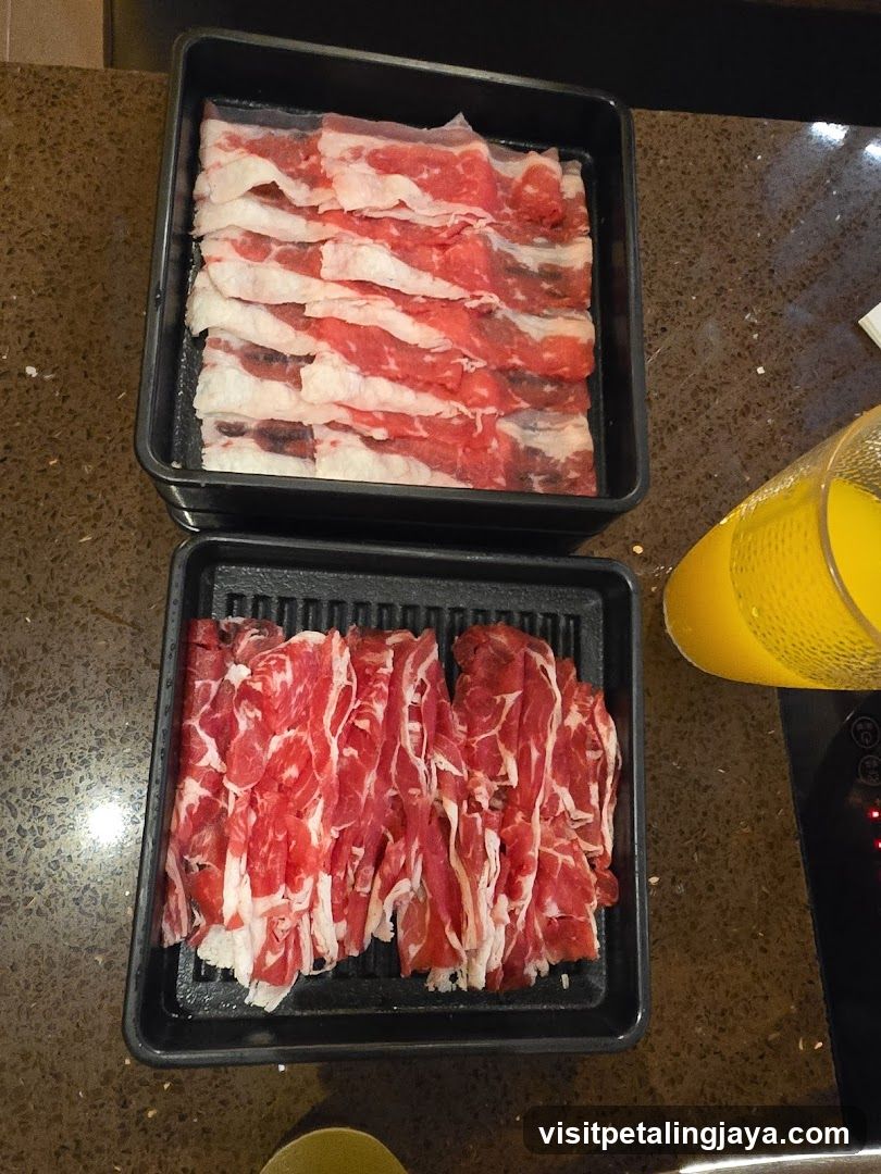 Raw Meat Slices on Trays