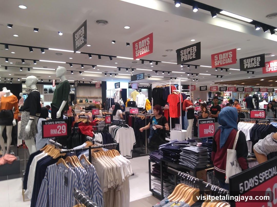 Clothing Store Interior with Sale Signs