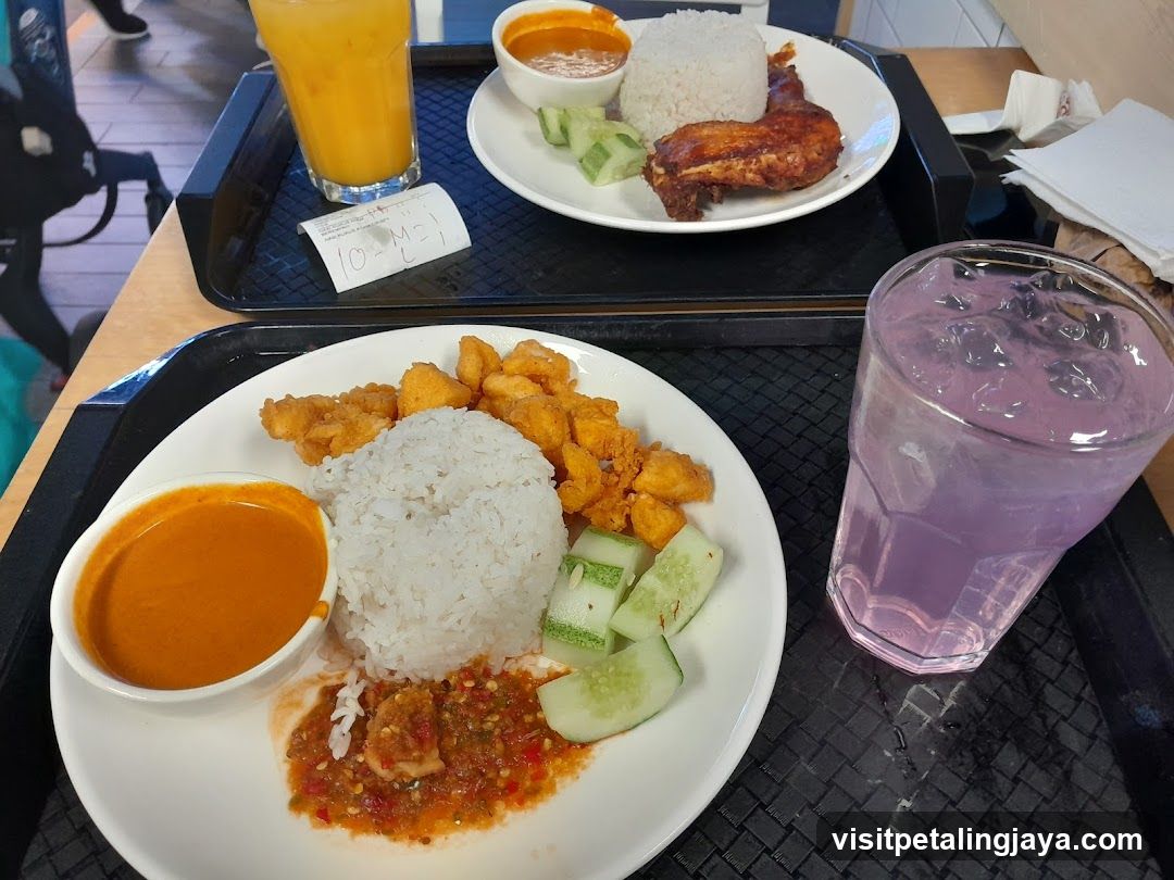 Food Tray with Meals and Drinks