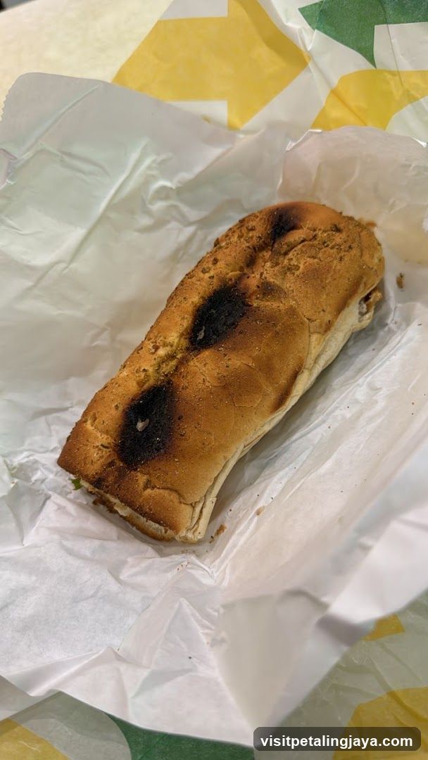 Burnt Sandwich on Wrapping Paper