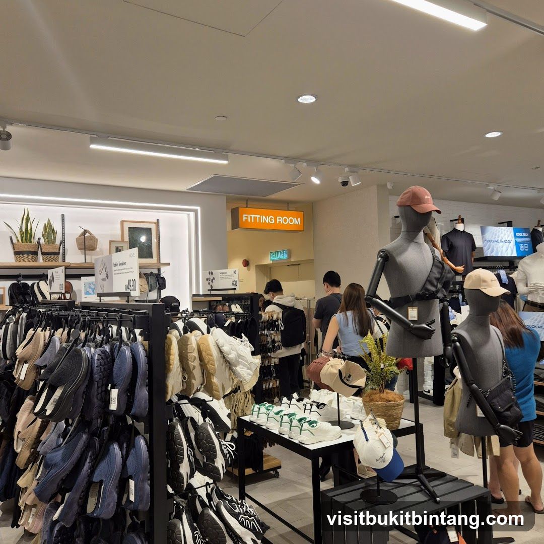 Clothing store interior with shoes and mannequins