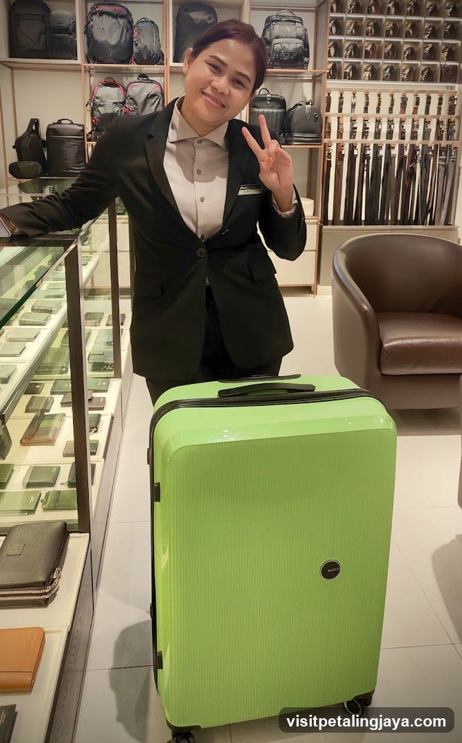 Staff with luggage in store