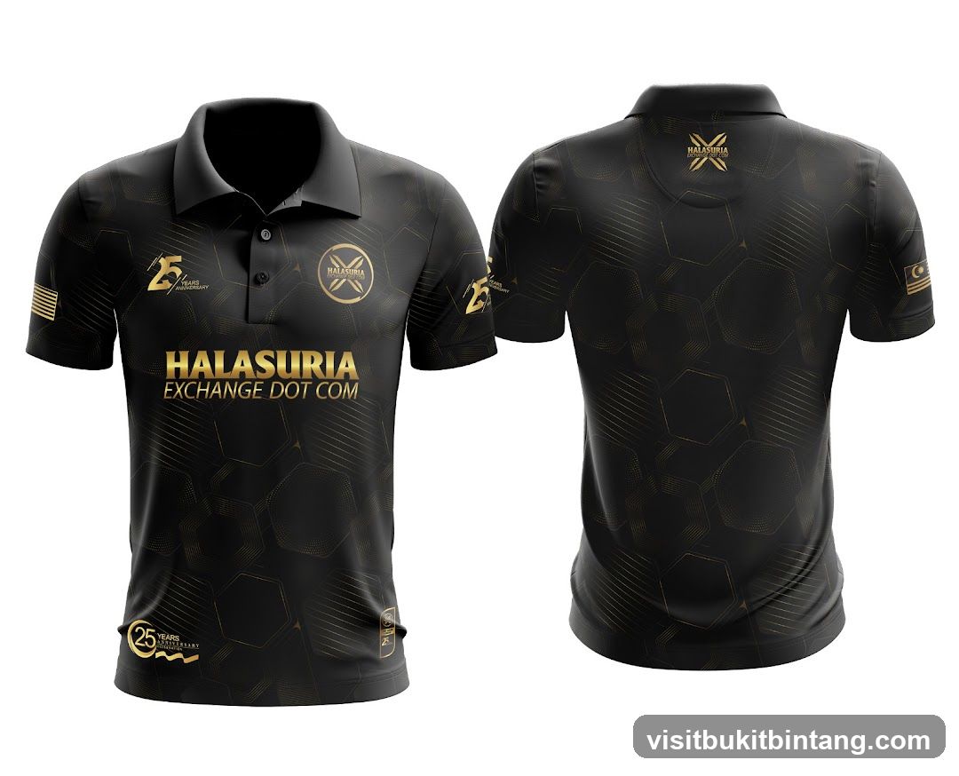 Black Polo Shirt with Gold Accents