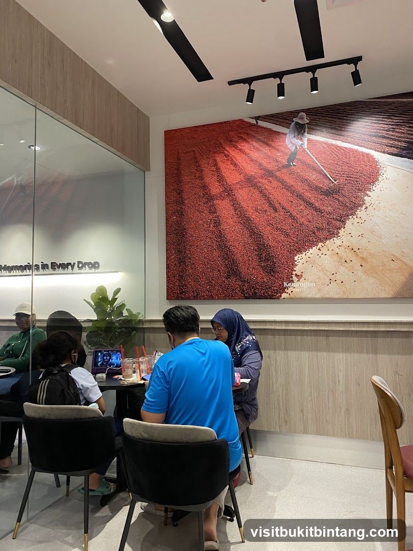 People sitting at tables in a cafe