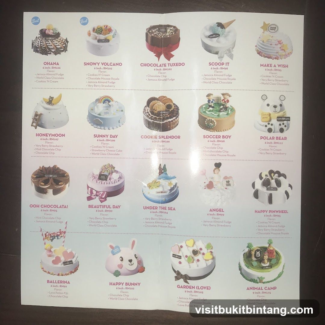 Cake Menu