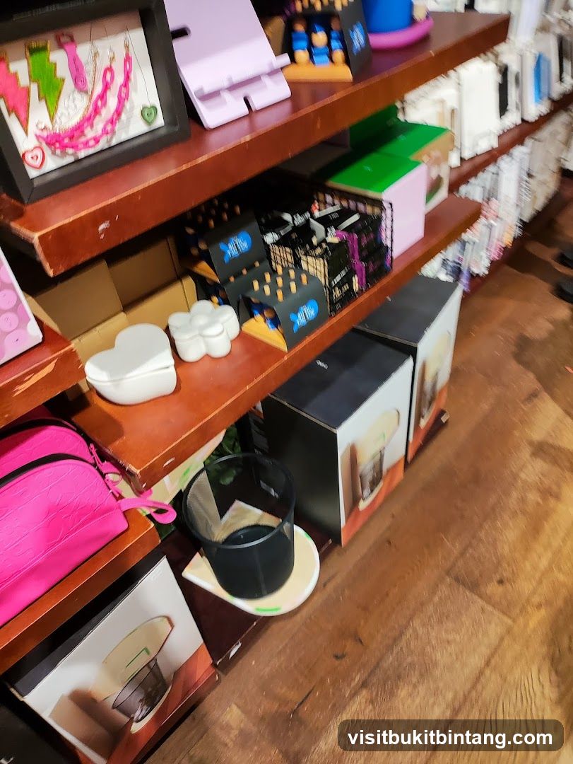 Shelves with various items
