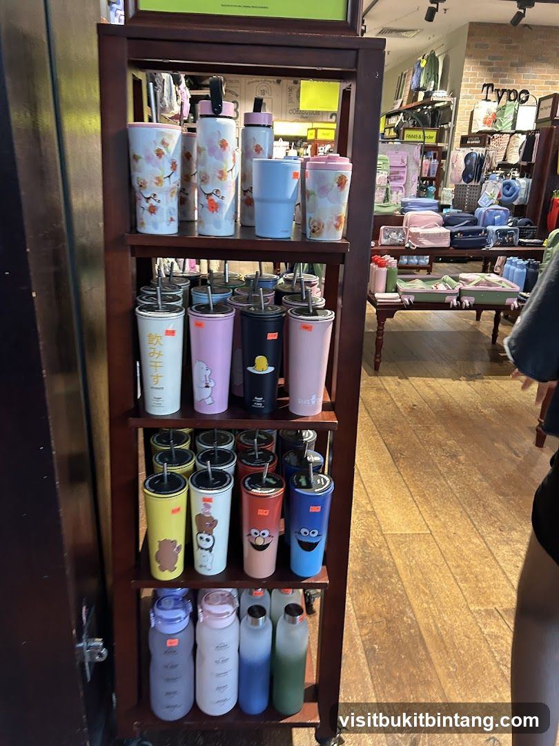 Display of drinkware and bags