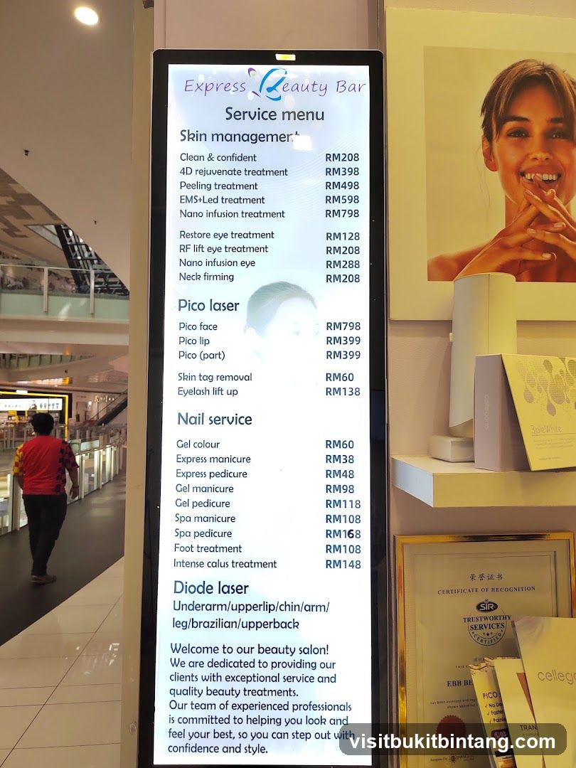Express Beauty Bar Service Menu