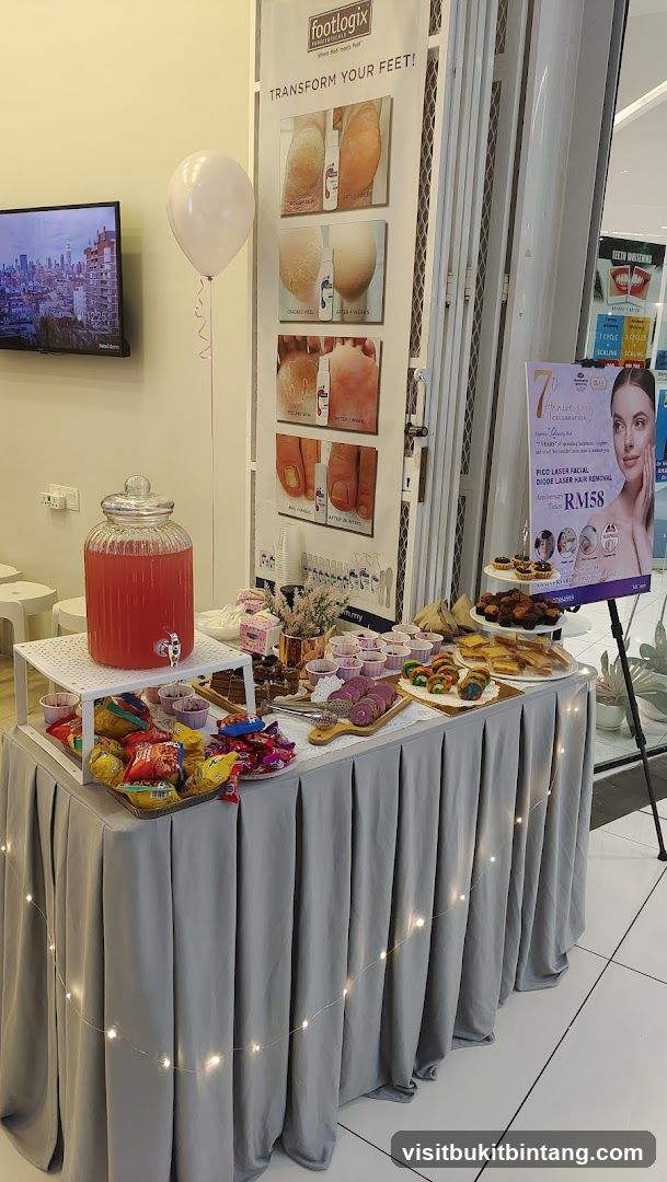 Footlogix promotional display with refreshments