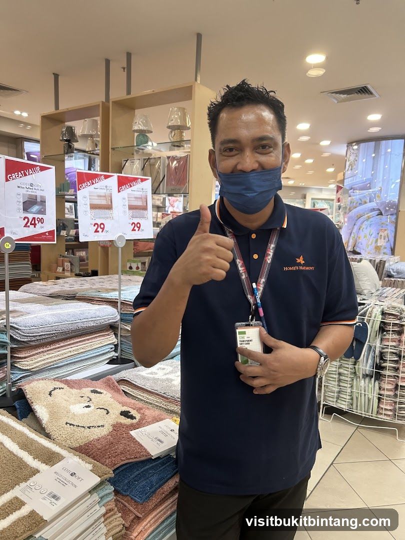 Man giving a thumbs up in a home goods store