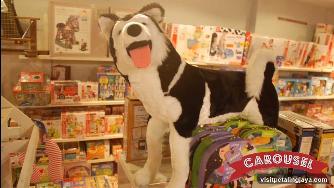 Toy Store Interior with Large Plush Dog