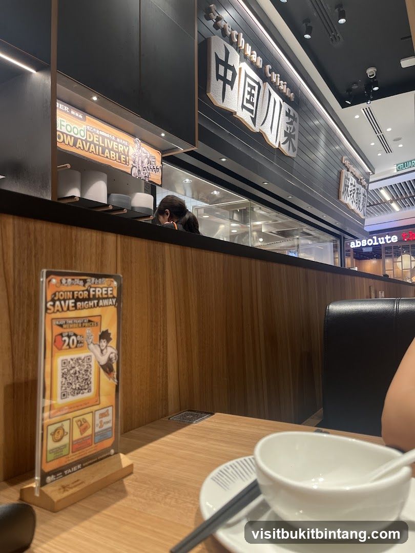 Restaurant Interior with Szechuan Cuisine Signage
