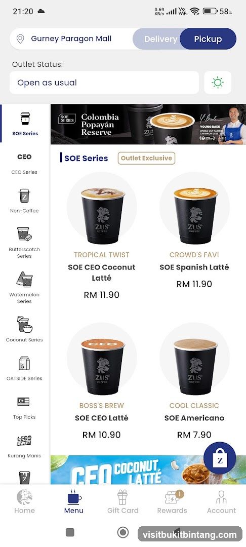 ZUS Coffee Menu