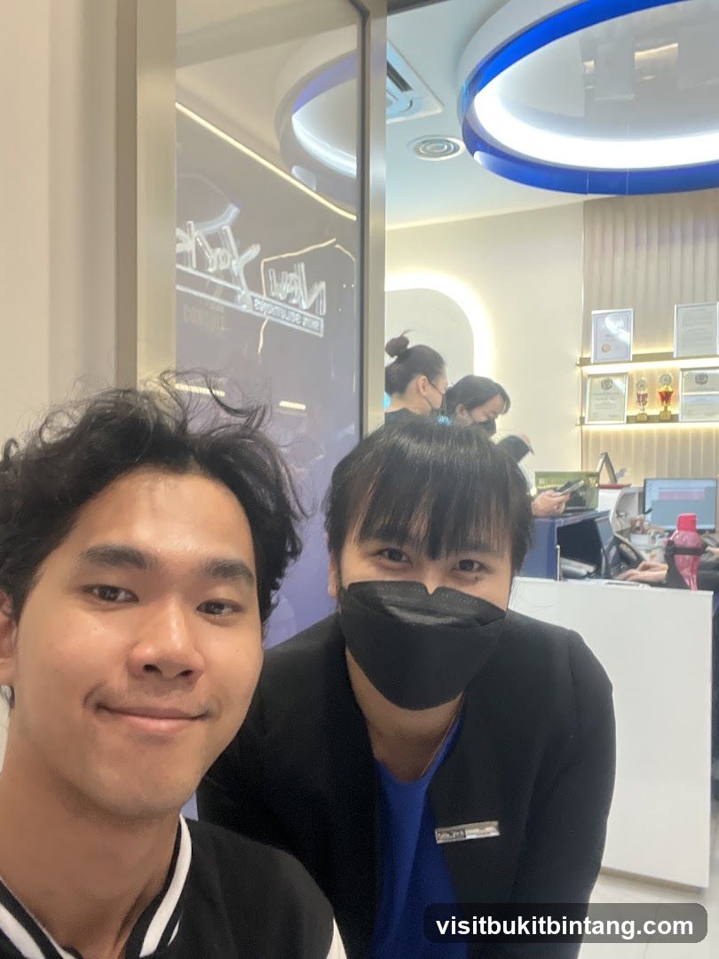 Two people in a salon