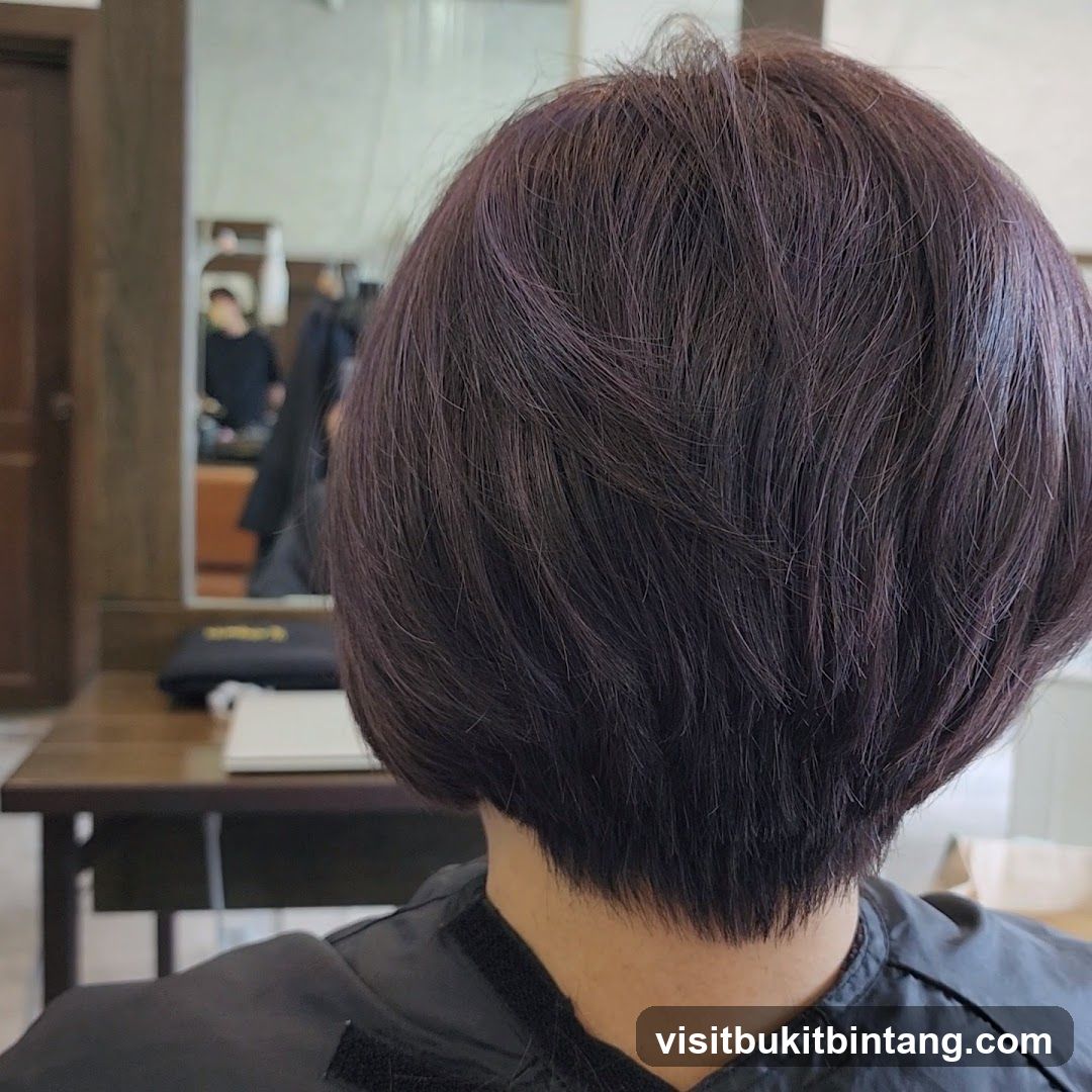 Back of a person's head with a bob haircut