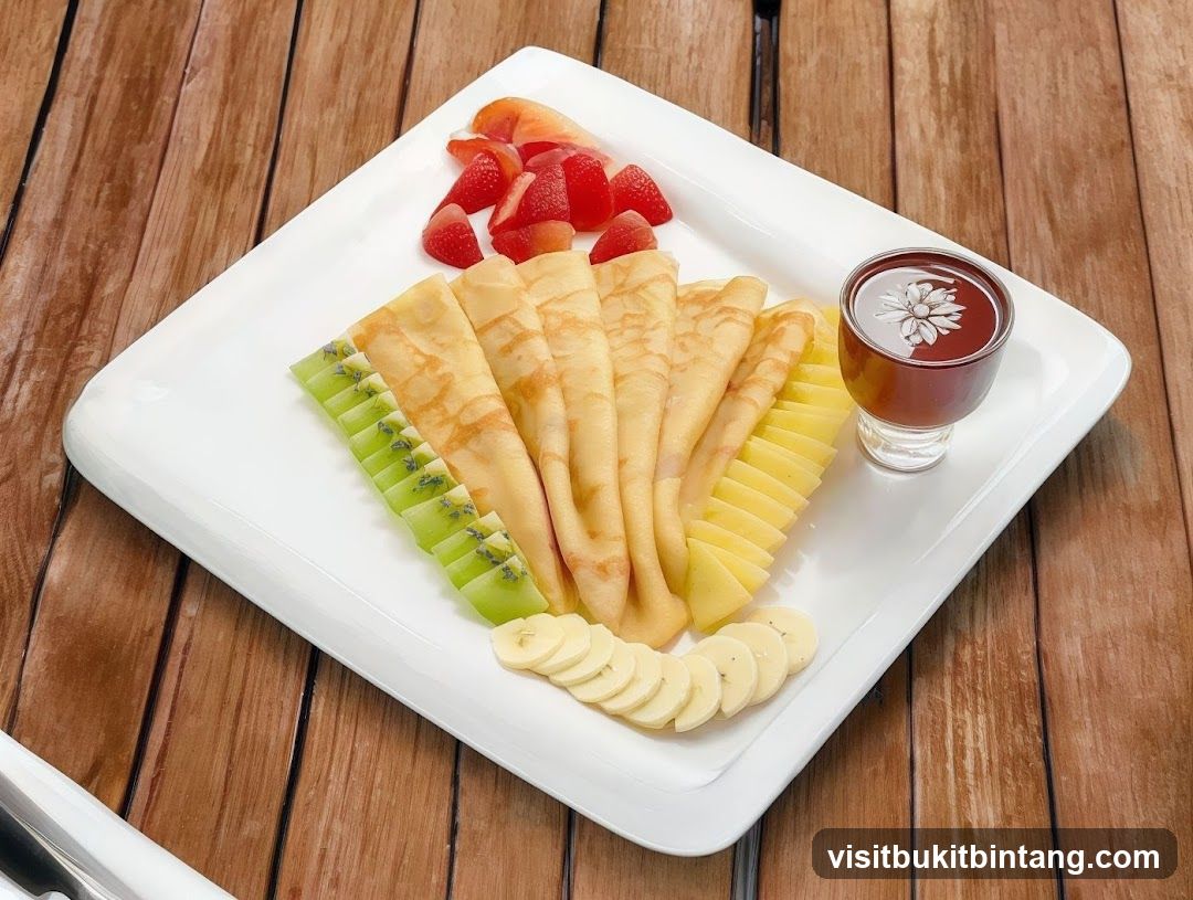 Crepes with Fruit and Chocolate Sauce