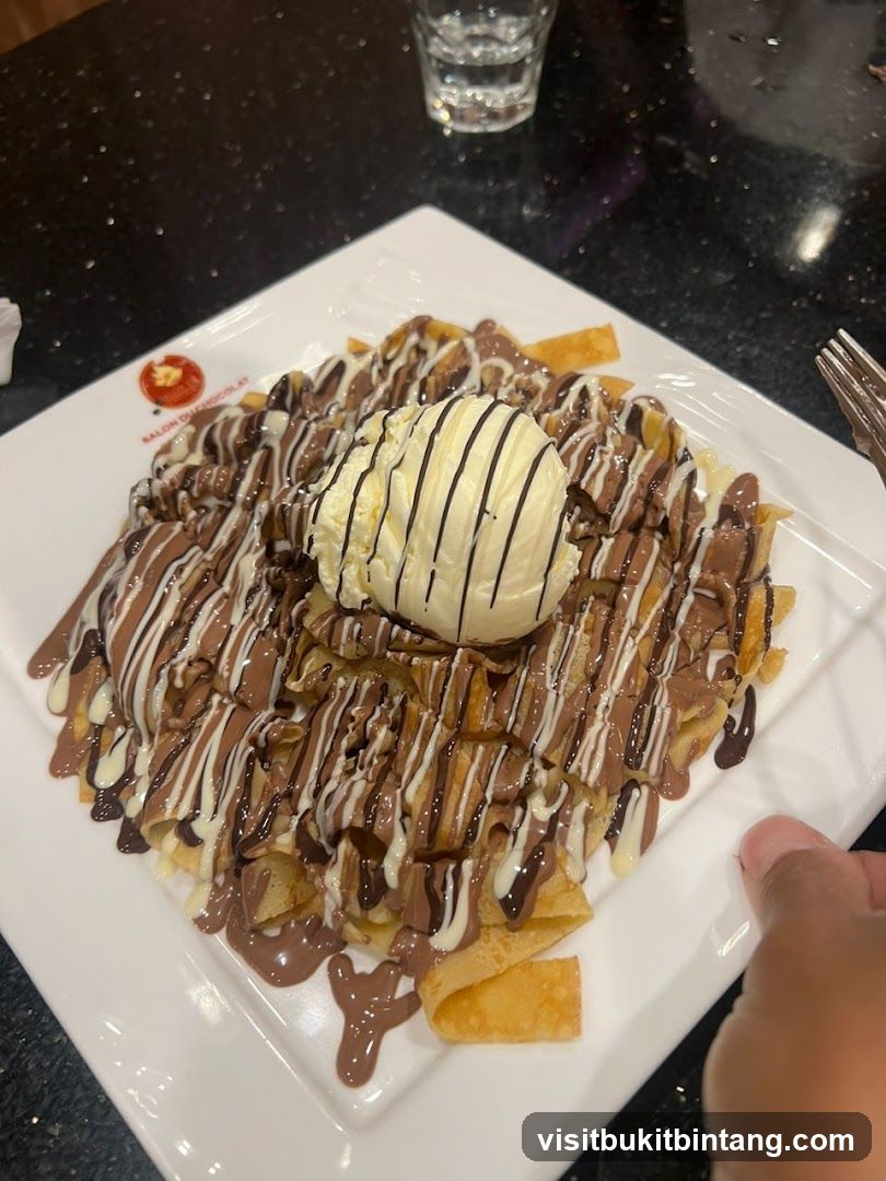 Dessert with Ice Cream and Chocolate Drizzle