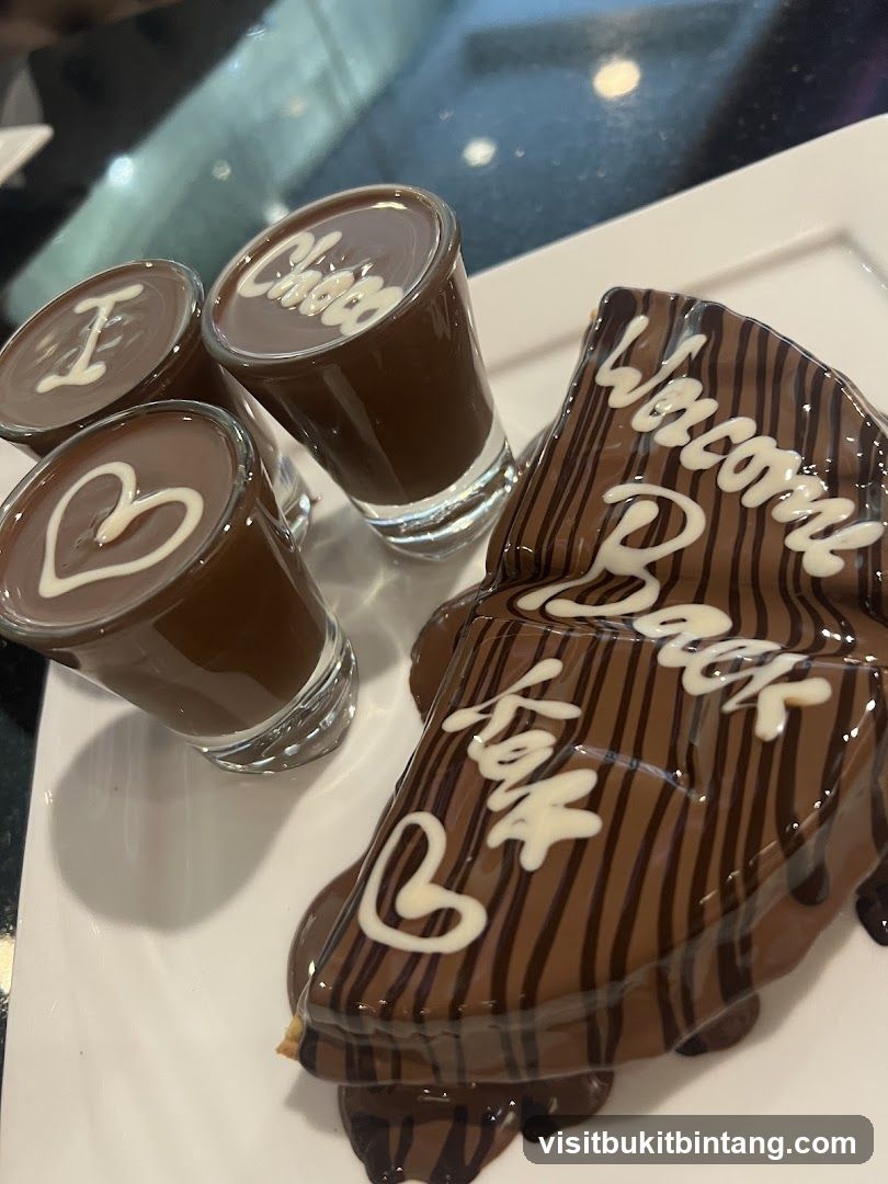 Chocolate Dessert with Welcome Back Message