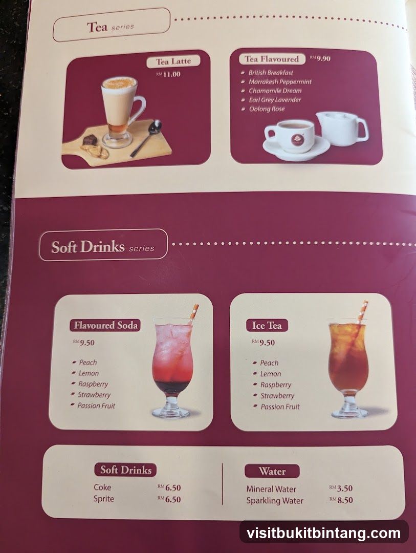 Tea and Soft Drinks Menu