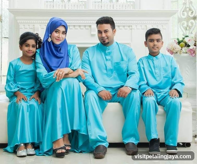 Family Portrait in Matching Blue Attire