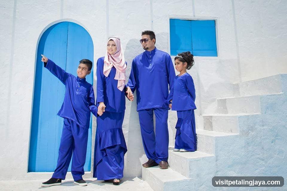 Family in Blue Outfit