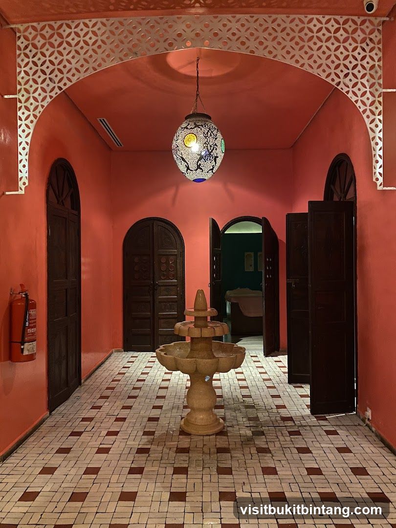 Moroccan-style interior with fountain