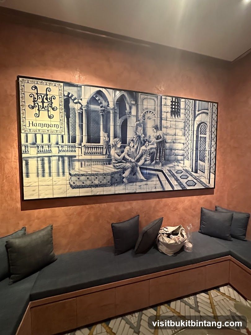 Hammam Mural and Seating Area