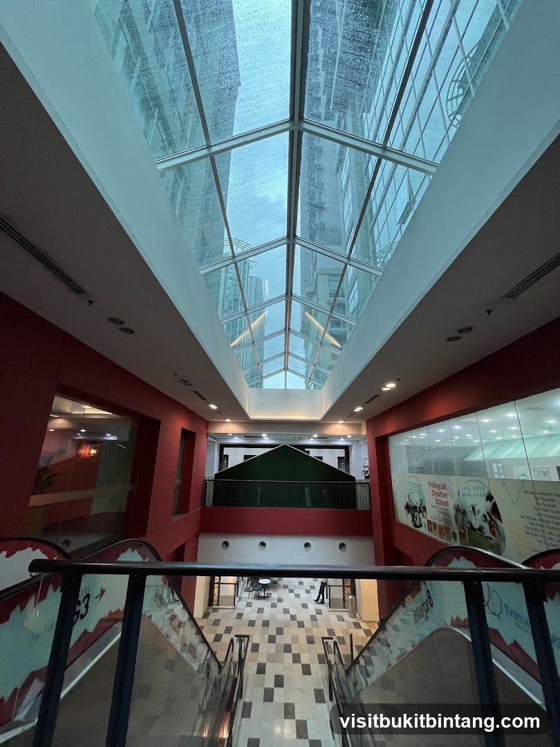 Interior of a building with a skylight