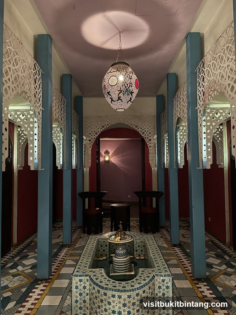 Moroccan-style interior with fountain