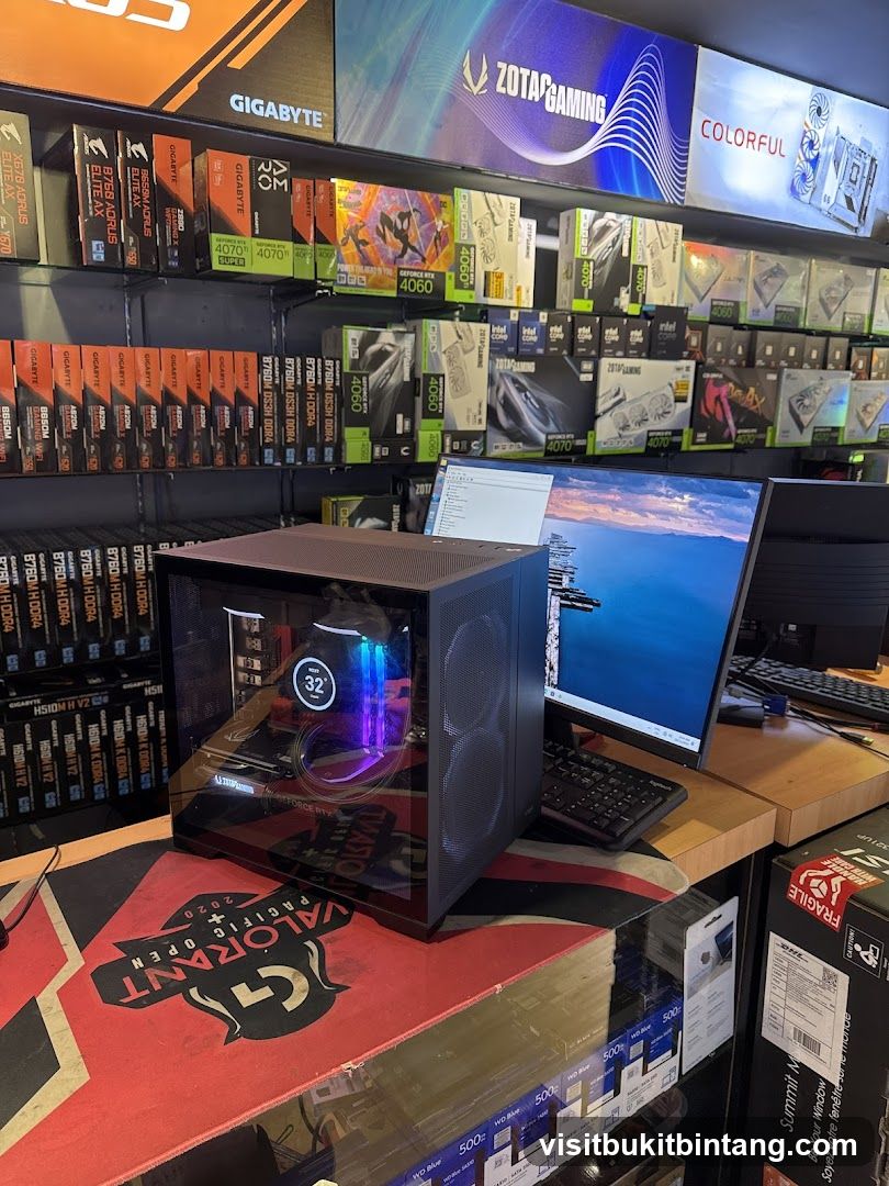 Computer components and gaming setup