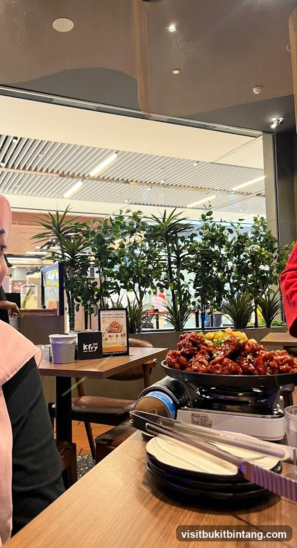 Table with Korean Fried Chicken