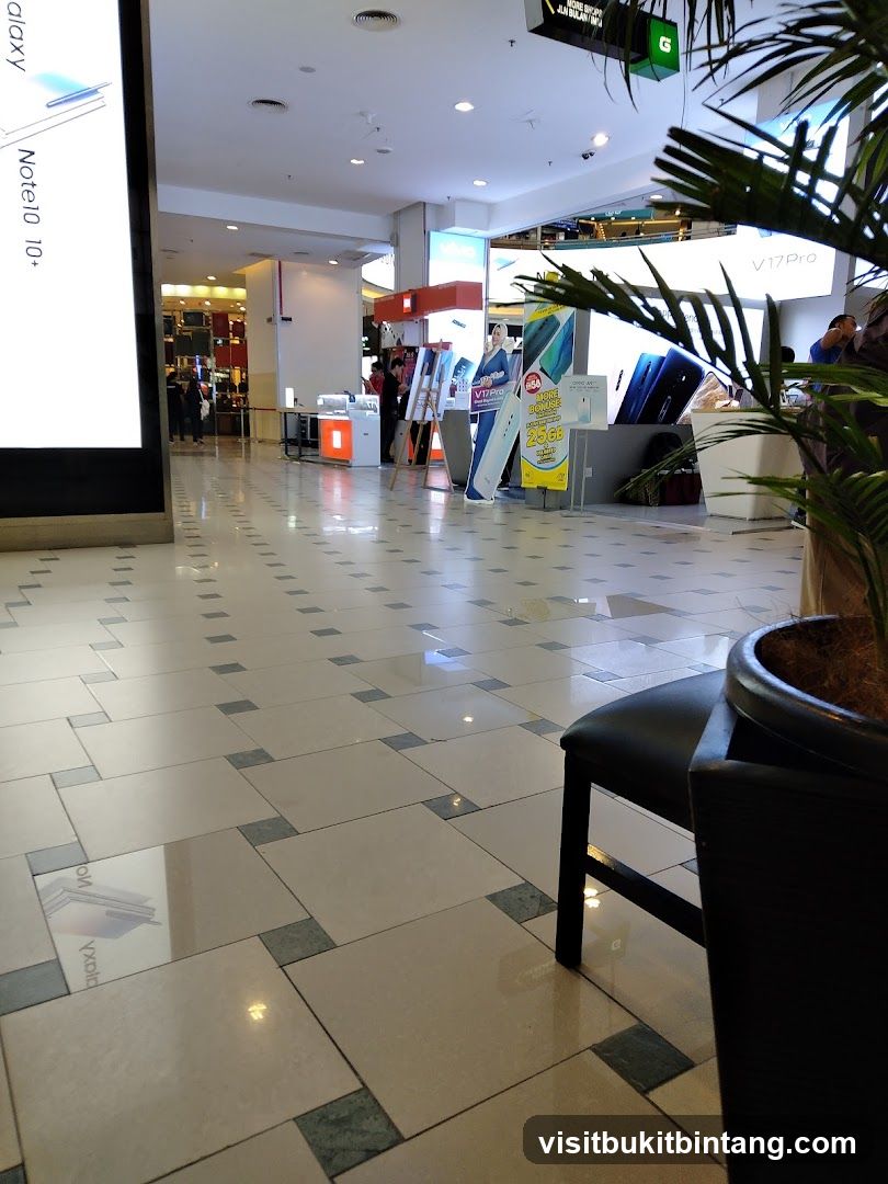 Mall interior with electronics displays
