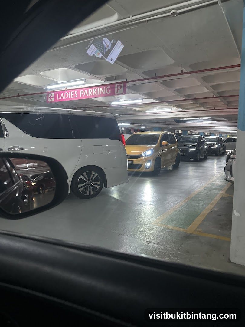 Parking Lot with Ladies Parking Sign