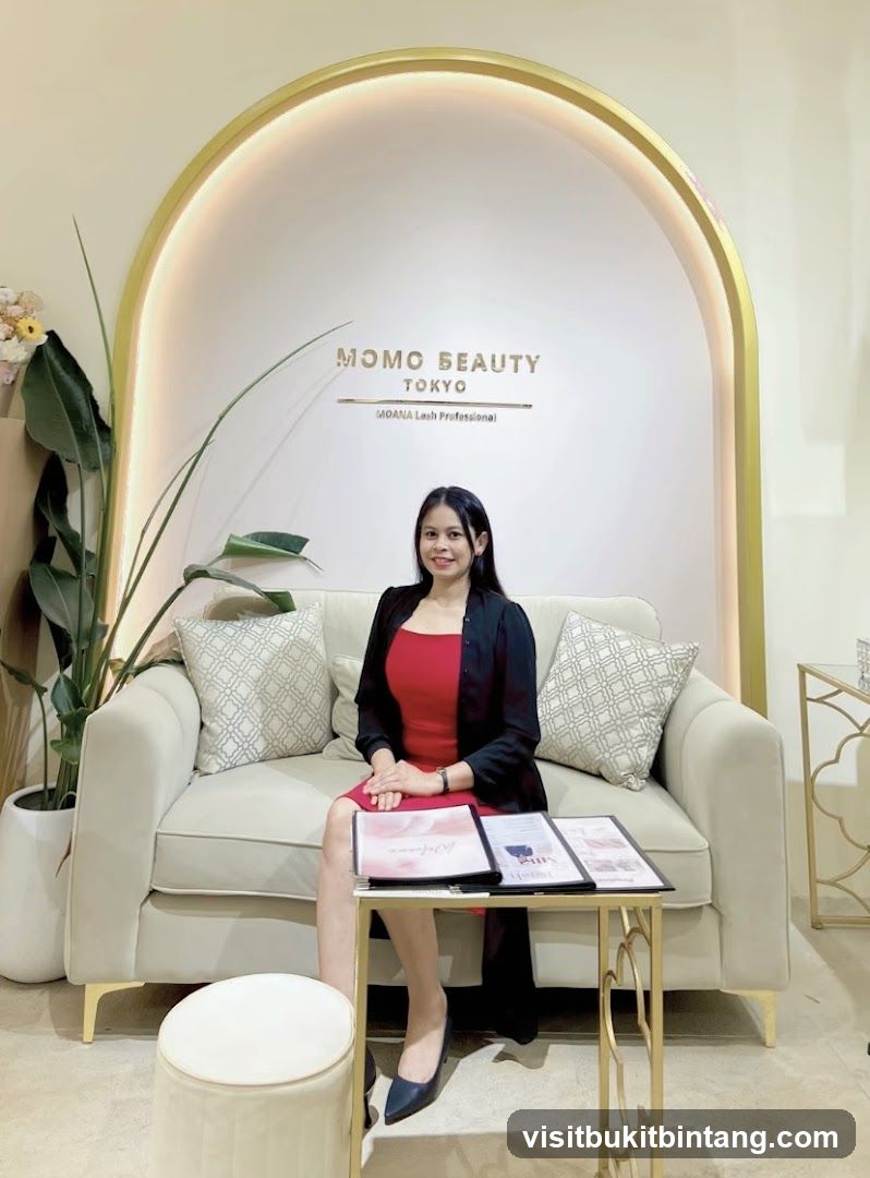 Woman Sitting on Couch in Beauty Salon