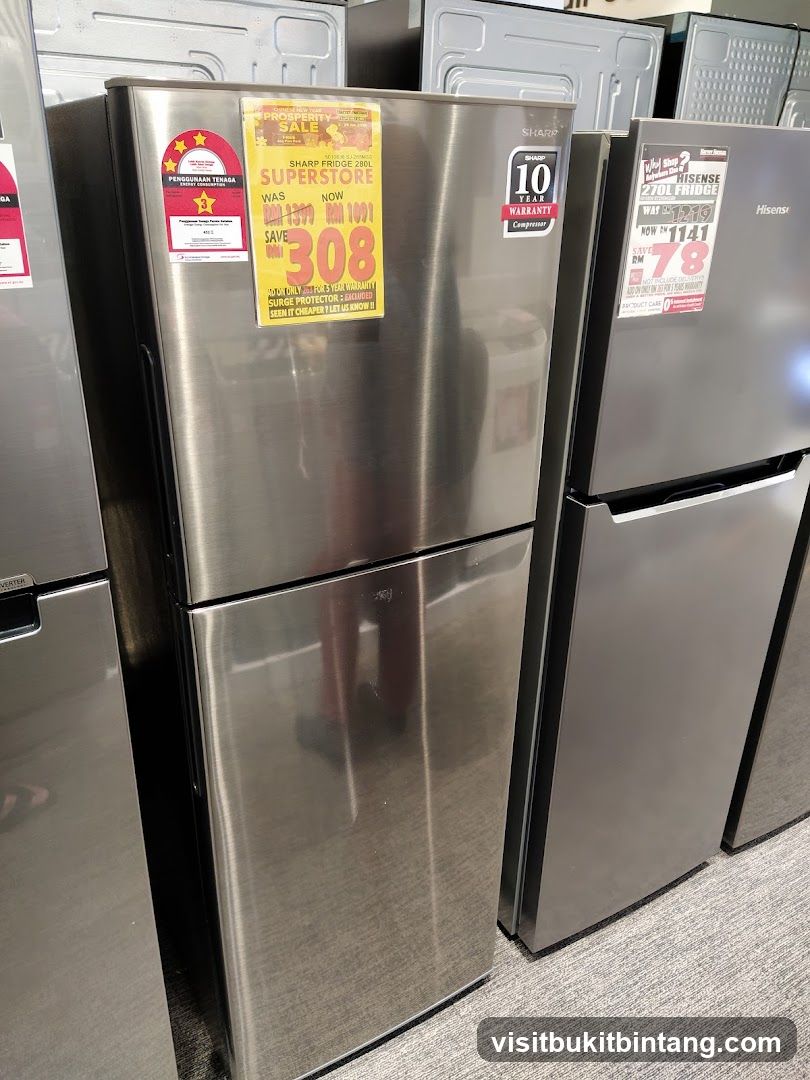 Refrigerators on display