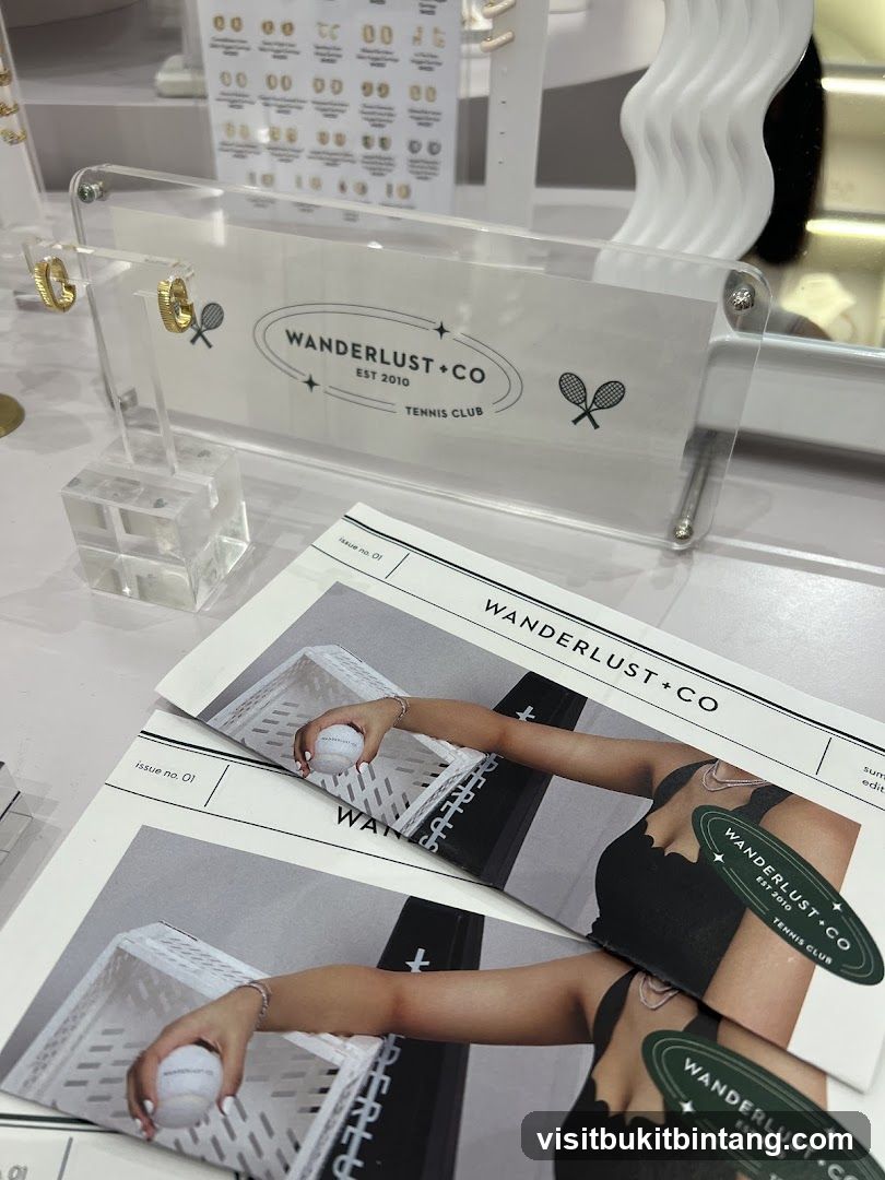 Wanderlust + Co. Tennis Club Merchandise Display