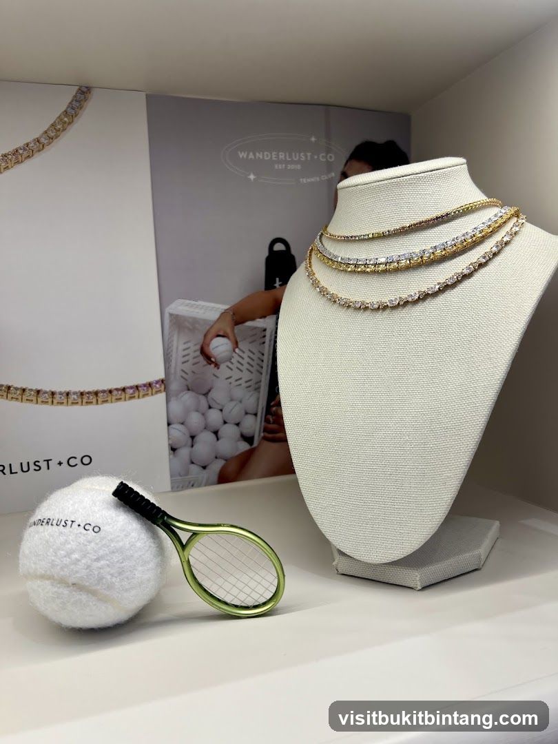 Tennis-themed jewelry display