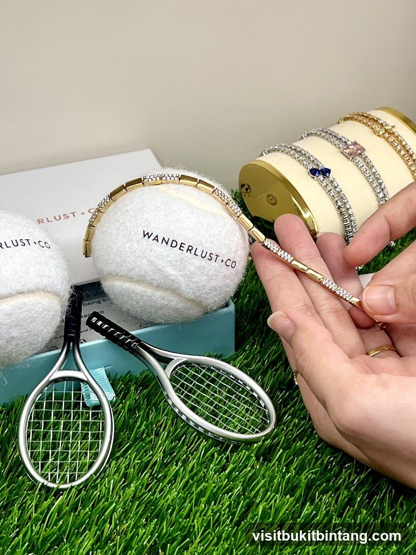 Tennis-themed jewelry display