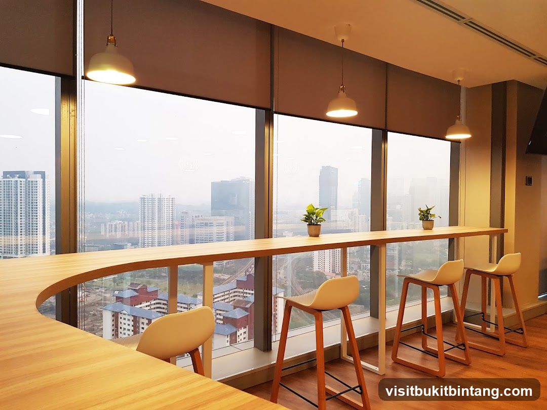 Modern Office Break Area with City View