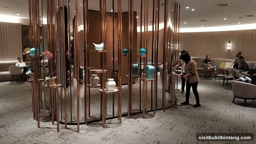 Interior of a lounge with decorative vases