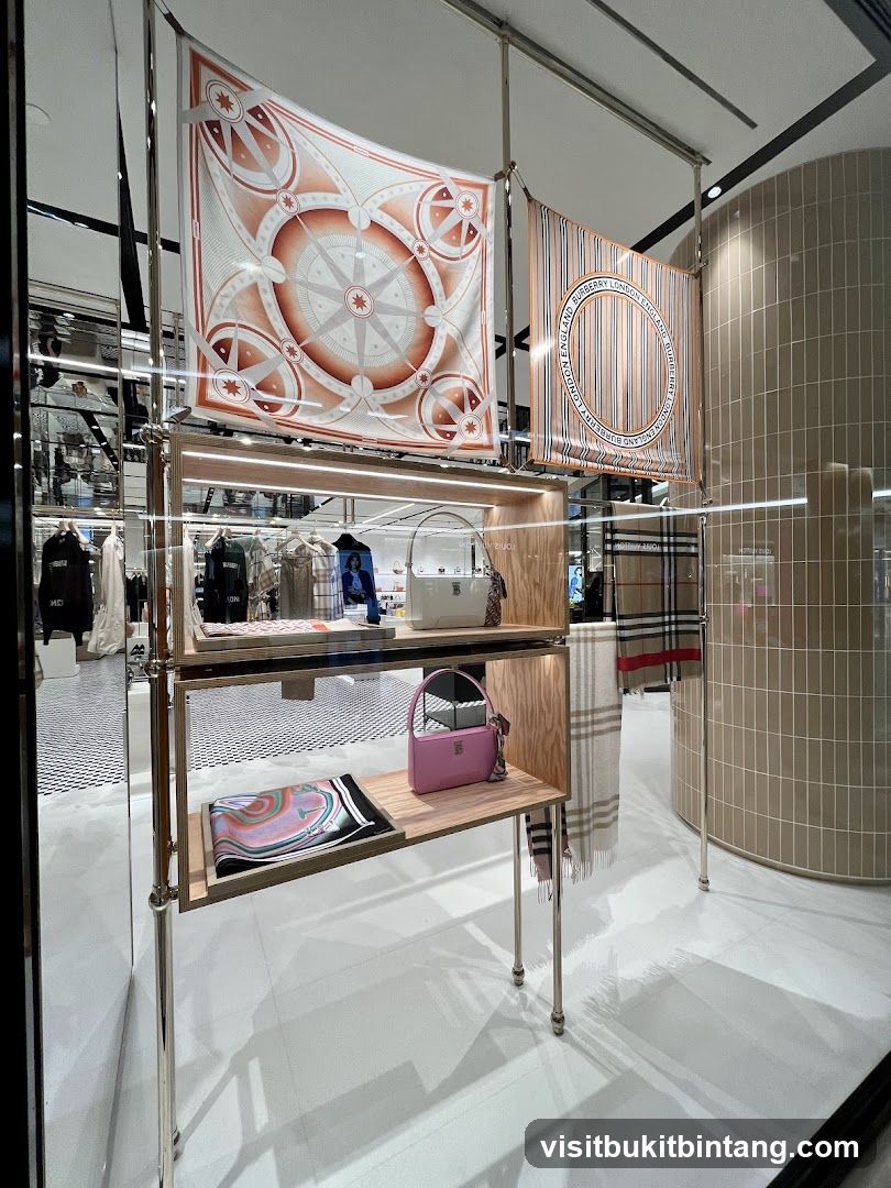 Luxury Scarves and Handbags Display