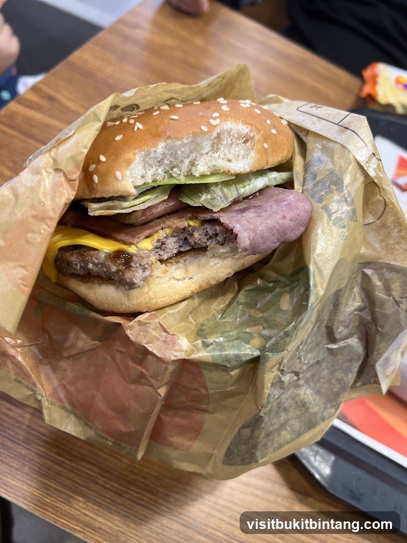 Burger in wrapper