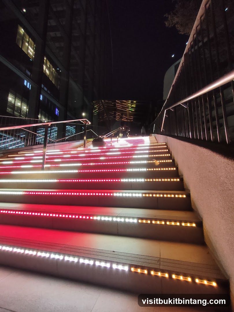 Illuminated Staircase at Night