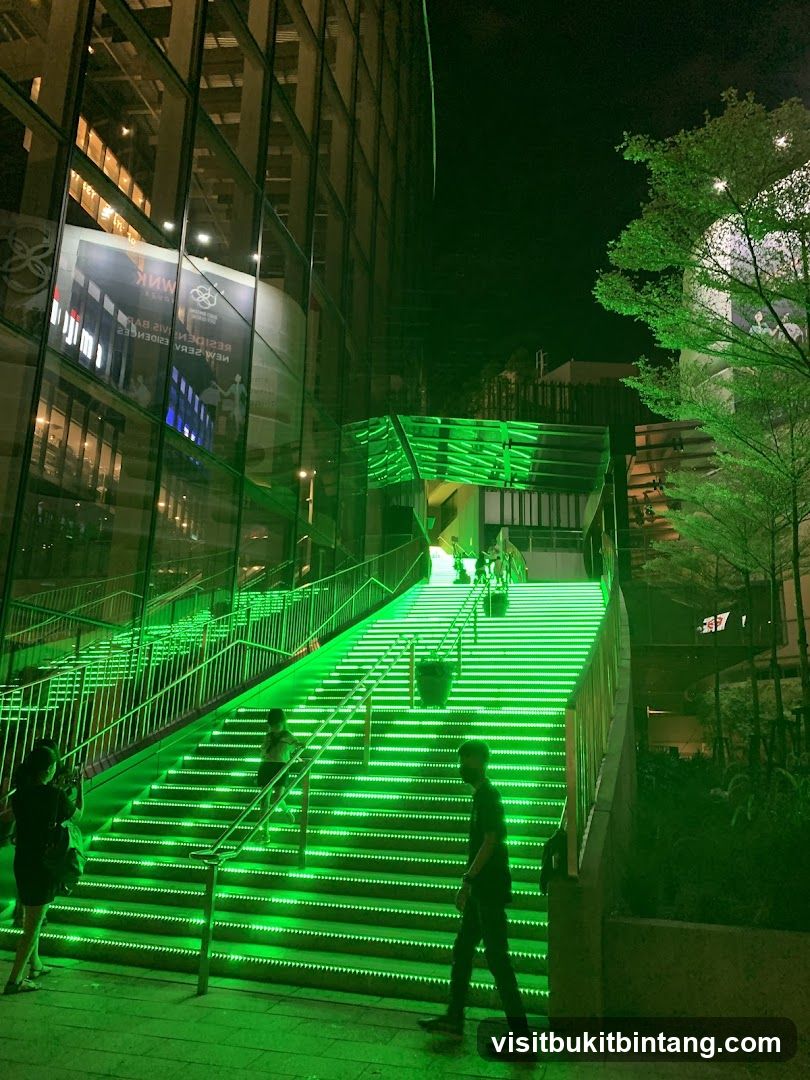 Illuminated Staircase at Night