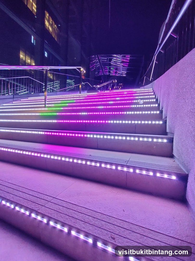 Illuminated Staircase at Night