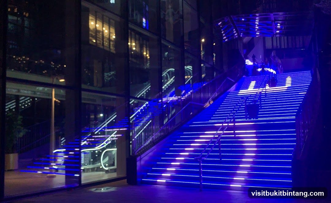 Illuminated Staircase at Night
