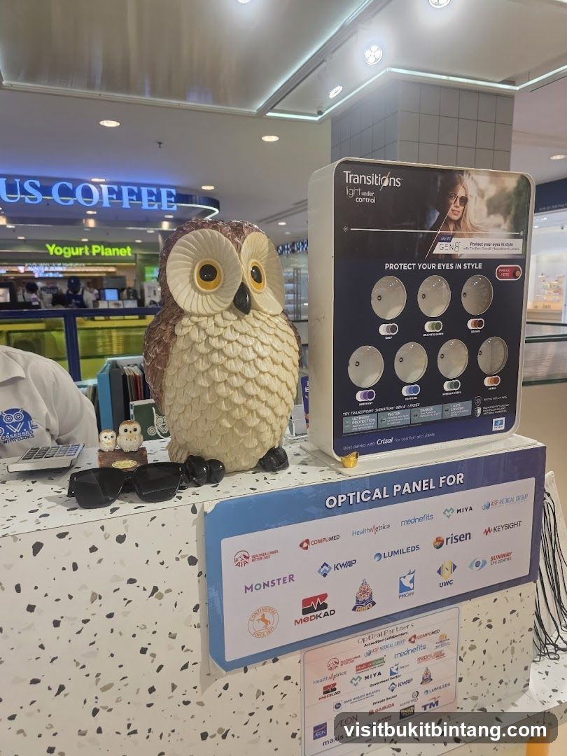 Optical Display with Owl Figurine